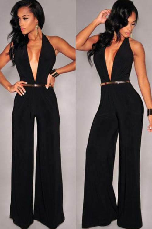 BEAUTIFUL BACKLESS DEEP V NECKLINE JUMPSUIT